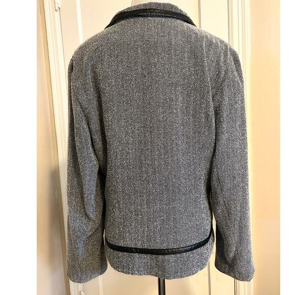 Sag Harbor Women’s Gray Zip-Up Jacket with Faux Leather Trim - Picture 11 of 14